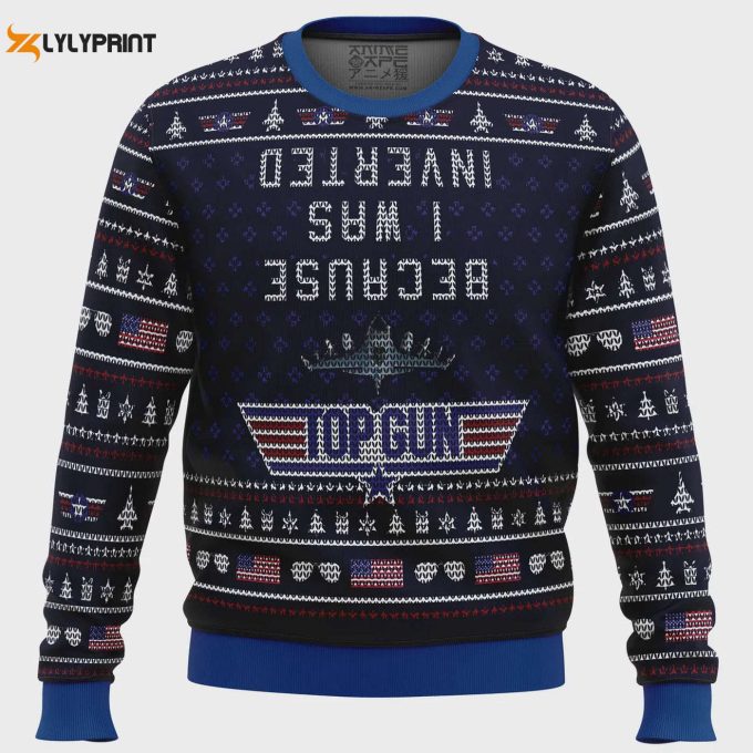 Get Festive With Our Inverted Top Gun Ugly Christmas Sweater - Perfect For Holiday Parties! 1