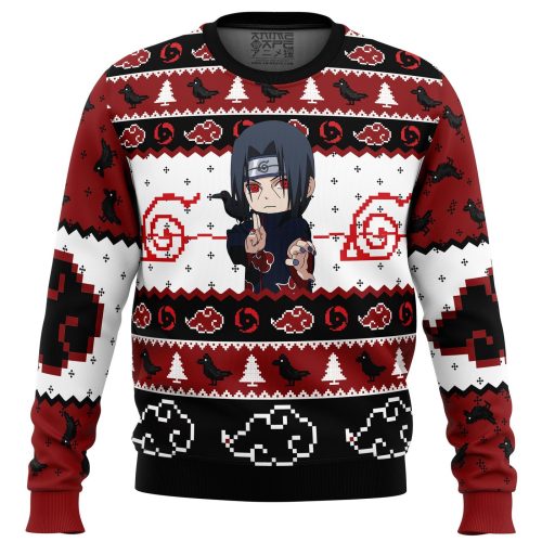 Itachi Uchiha Chibi Akatsuki Ugly Christmas Sweater: Festive Anime Design for Cosplay & Holiday Parties!