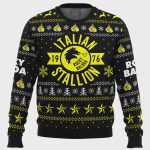 Rocky Balboa Italian Stallion Ugly Christmas Sweater – Festive Italian Themed Apparel