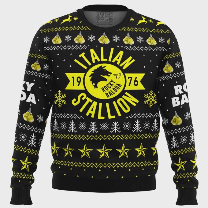 Rocky Balboa Italian Stallion Ugly Christmas Sweater – Festive Italian Themed Apparel