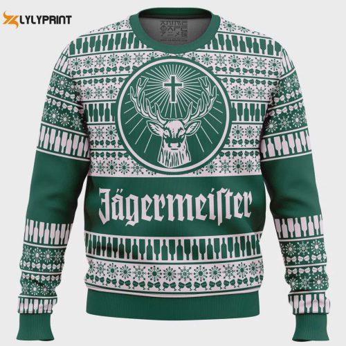 Jagermeister Green Ugly Christmas Sweater: Festive & Fun Holiday Apparel for Fans Limited Edition