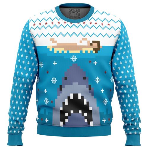 Get Festive with Jaws Ugly Christmas Sweater – Perfect Holiday Attire for Shark Fans!