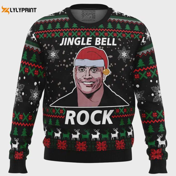 Dwayne Johnson Jingle Bell Rock Ugly Christmas Sweater - Festive &Amp;Amp; Fun Holiday Apparel 1