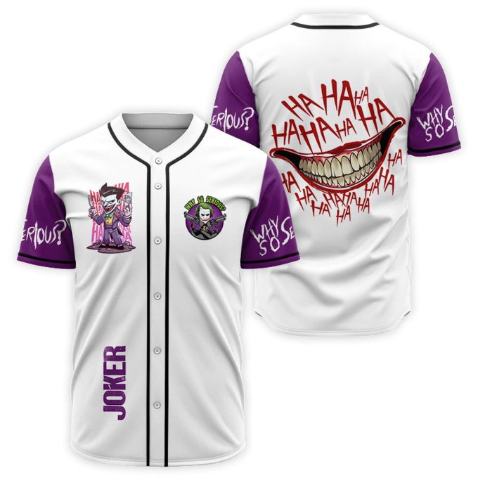 Joker Why So Serious White Purple Baseball Jersey - Gift For Men Women - Gift For Men Women 2