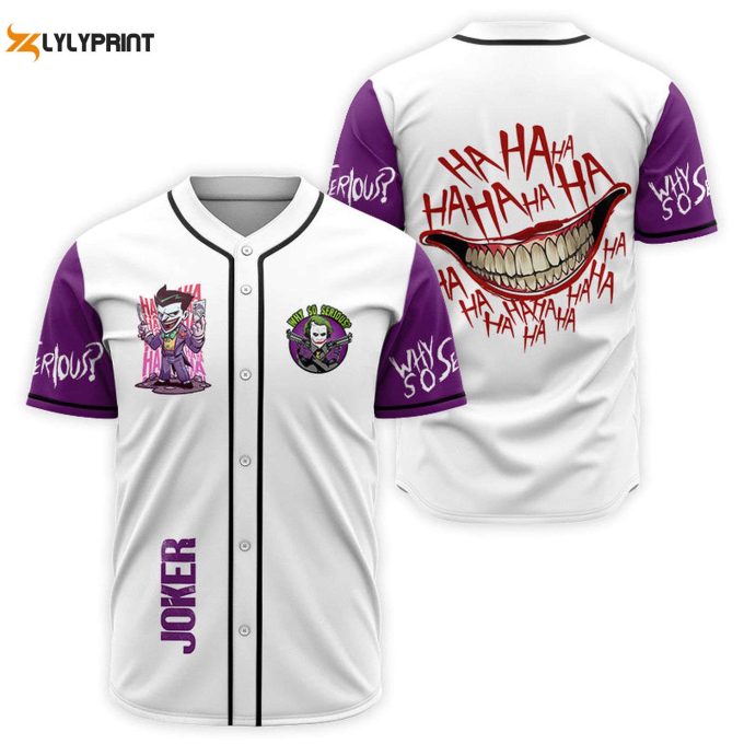 Joker Why So Serious White Purple Baseball Jersey - Gift For Men Women - Gift For Men Women 1