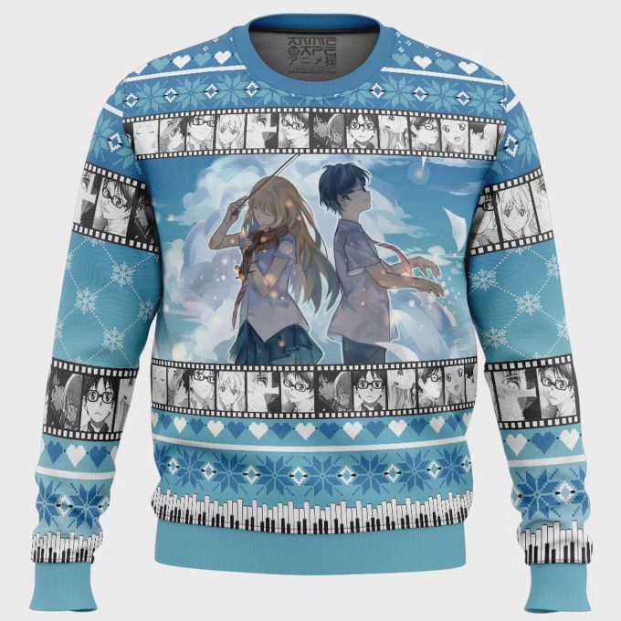 Get Festive With Kousei And Kaori Ugly Christmas Sweater From Your Lie In April! 2