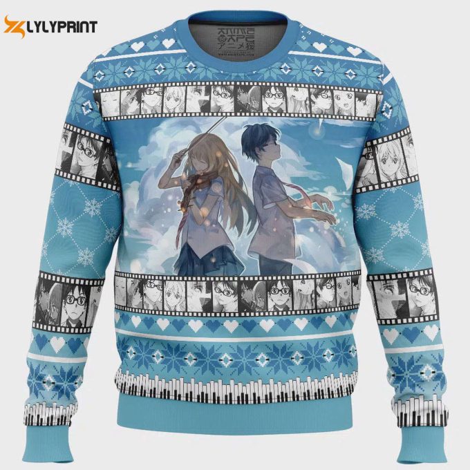 Get Festive With Kousei And Kaori Ugly Christmas Sweater From Your Lie In April! 1