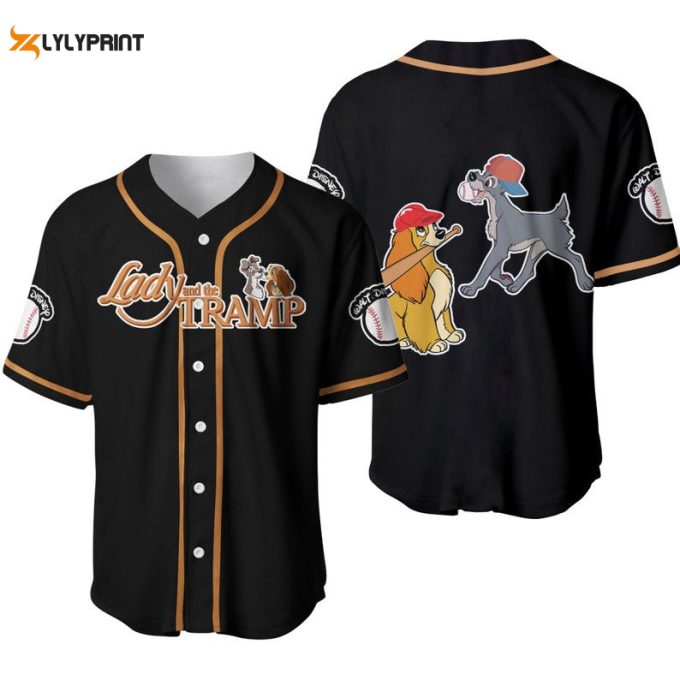 Lady &Amp;Amp; The Tramp Dogs Disney Cartoon Graphics All Over Print Unisex Baseball Jersey 1