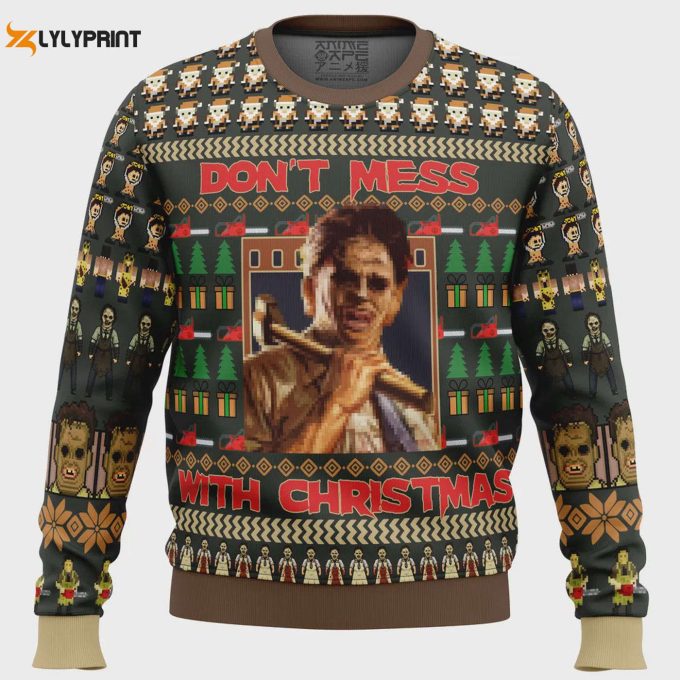 Spooky &Amp;Amp; Stylish: Leatherface Texas Chainsaw Massacre Ugly Christmas Sweater – Perfect For Horror Fans!