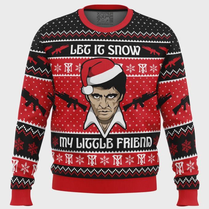 Stay Stylish This Holiday Season With Let It Snow Scarface Ugly Christmas Sweater – Limited Edition