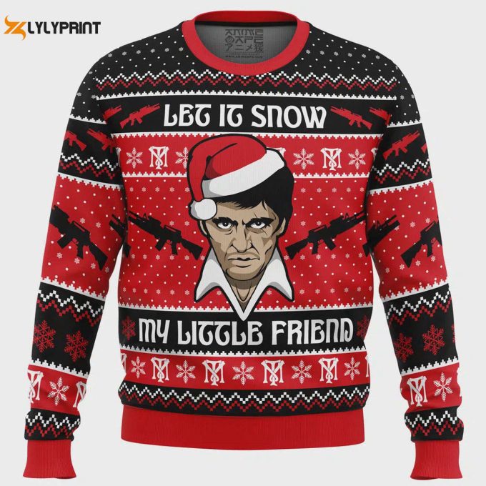 Stay Stylish This Holiday Season With Let It Snow Scarface Ugly Christmas Sweater – Limited Edition