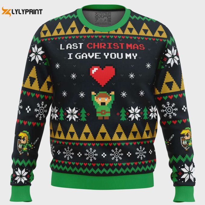 Get Festive With The Link To My Heart Zelda Ugly Christmas Sweater - Limited Edition Fun Holiday Attire 1