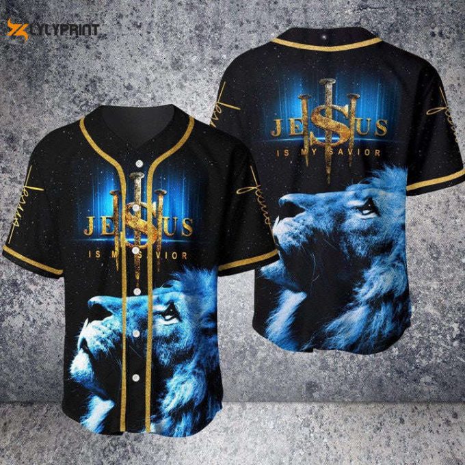 Lion Jesus Is My Savior All Over Print 3D Unisex Baseball Jersey 1