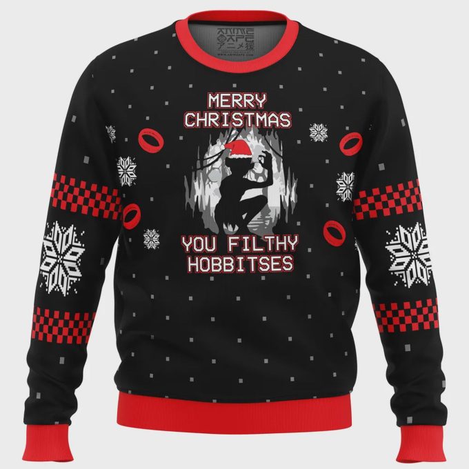 Get Festive With Lord Of The Rings Ugly Christmas Sweater - Perfect For Filthy Hobbitses! Shop Now! 2