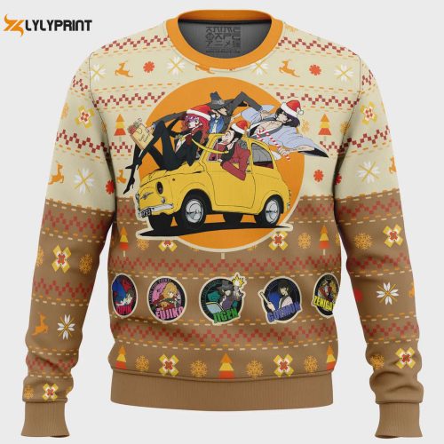 Lupin the 3rd Happy Trip Ugly Christmas Sweater – Festive Anime Inspired Apparel for a Memorable Holiday Season