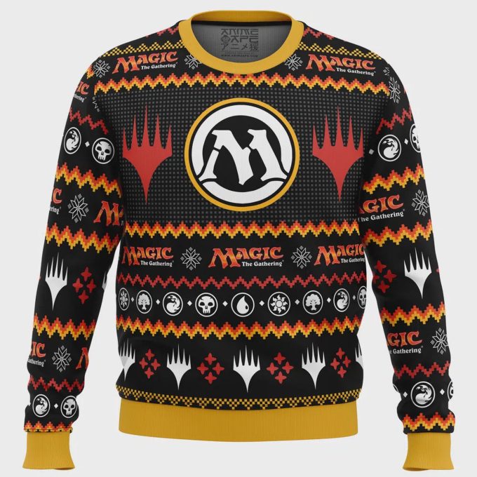 Get Festive With The Magic Arena V2 Magic The Gathering Ugly Christmas Sweater – Perfect For Gamers &Amp; Fans!