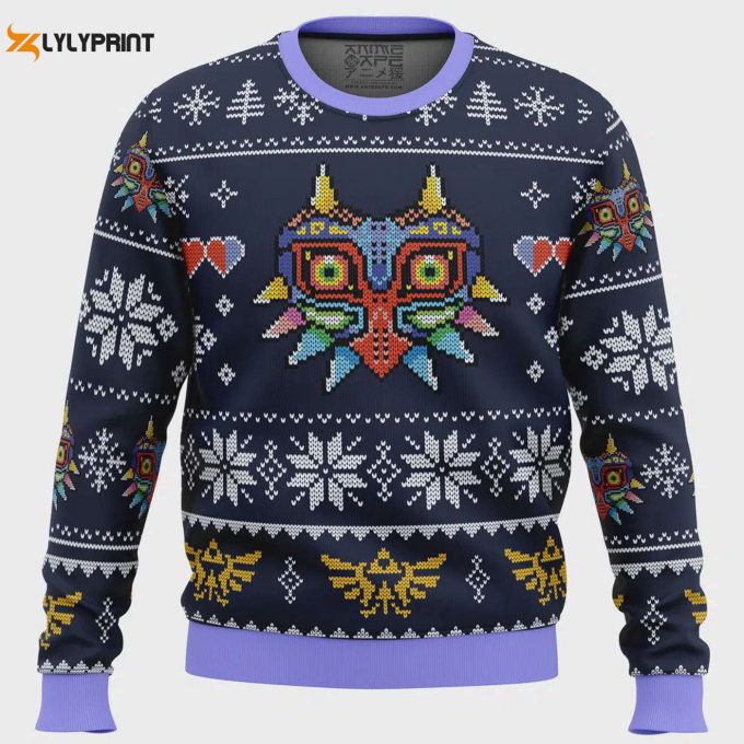 Get Festive With Majora S Mask Zelda Ugly Christmas Sweater - Limited Edition Holiday Apparel 1