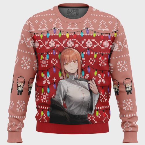 Makima Chainsaw Man Ugly Christmas Sweater: Festive Fun with Unique Design!