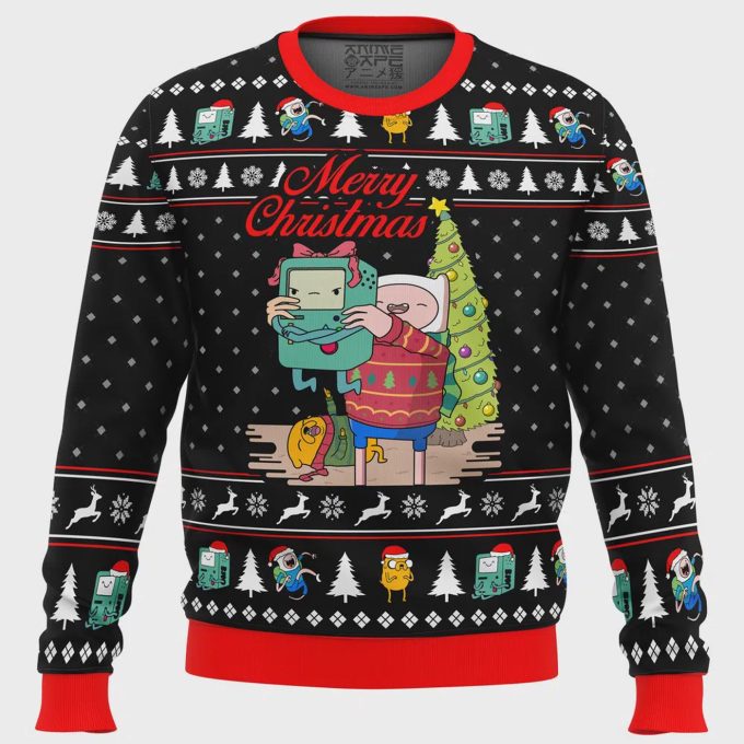 Merry Christmas Bmo Finn Adventure Time Ugly Sweater – Festive &Amp; Fun Holiday Attire