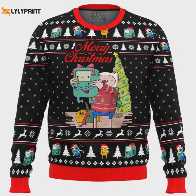 Merry Christmas Bmo Finn Adventure Time Ugly Sweater – Festive &Amp;Amp; Fun Holiday Attire