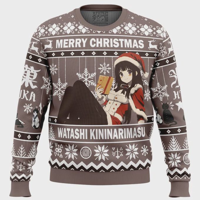 Merry Christmas Watashi Kininarimasu Hyouka Ugly Sweater – Festive &Amp; Fun Holiday Attire