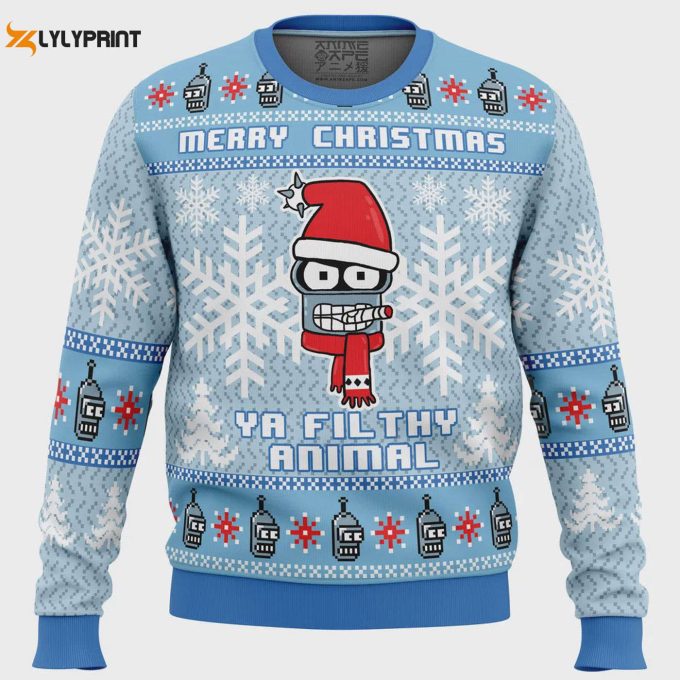 Futurama Ugly Christmas Sweater: Merry Christmas Ya Filthy Animal – Festive &Amp;Amp; Fun!