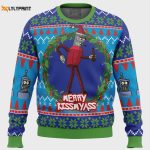 Futurama Ugly Christmas Sweater – Merry Kissmyass Design for Festive Holiday Fun!