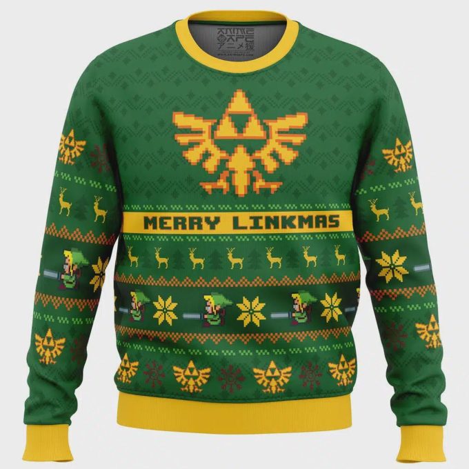 Get Festive With The Merry Linkmas Zelda Ugly Christmas Sweater – Perfect Gift For Gamers!