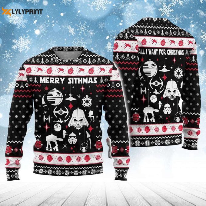 Merry Sithmas Darth Vader Ugly Sweater - 3D Sweatshirt For Festive Star Wars Fans! 1