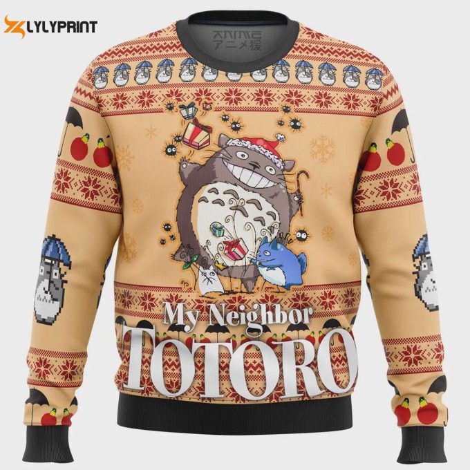 My Neighbor Totoro Friends Ugly Christmas Sweater - Festive Anime-Inspired Apparel 1