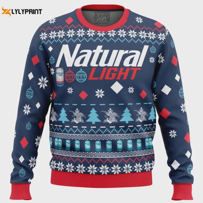 Get Festive With Our Natural Light Beer Ugly Christmas Sweater – Perfect Holiday Attire!