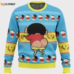 Get Festive with Naughty Shinnosuke Crayon Shin-chan Ugly Christmas Sweater – Perfect Holiday Attire!