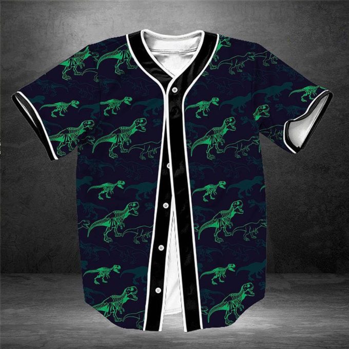 Neon Dinosaur Baseball Tee Jersey Shirt Printed 3D - Gift For Men Women 2