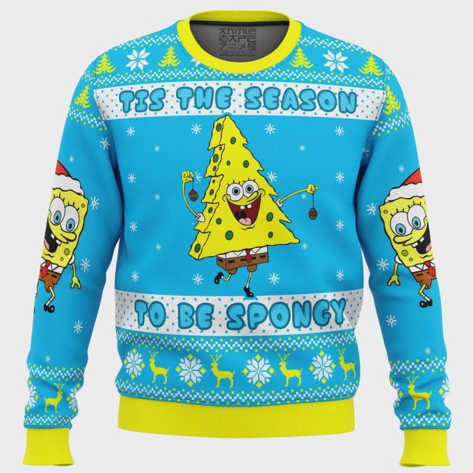 Nickelodeon Cartoons Spongy Ugly Christmas Sweater – Tis The Season For Fun And Festive Attire!