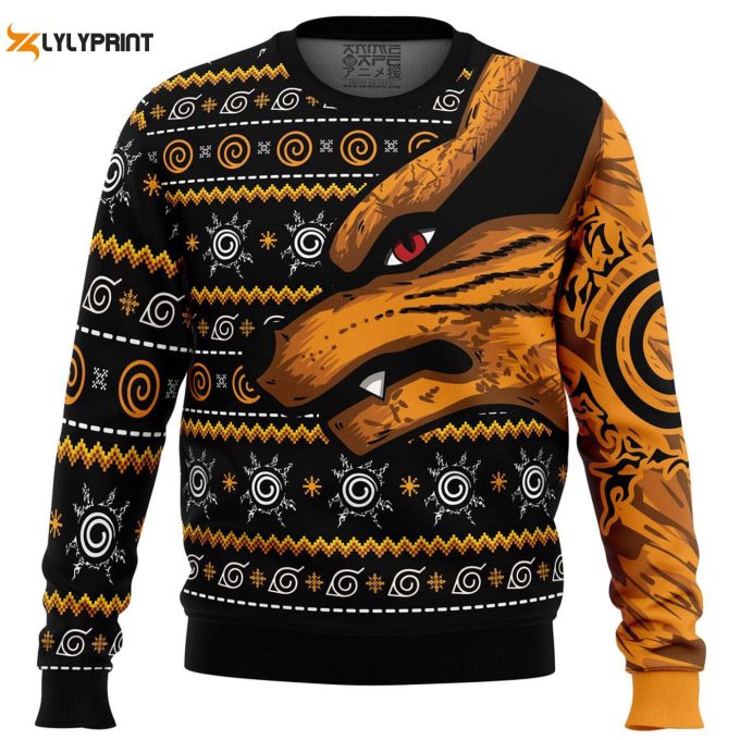 Get Festive With Nine Tails Mode Shippuden Christmas Sweater – Perfect Holiday Attire For Naruto Fans!