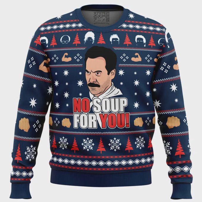 Get Festive With No Soup For You Seinfeld Ugly Christmas Sweater - Perfect Holiday Attire! 2