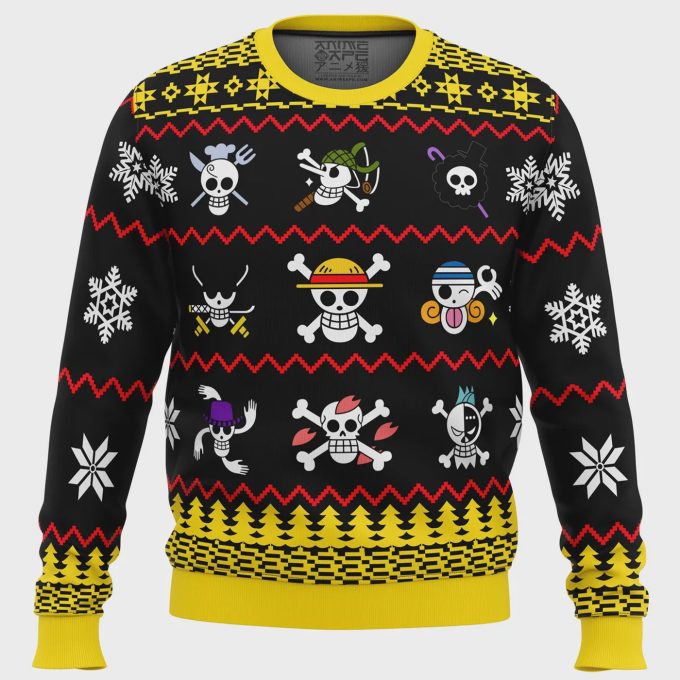 Get Festive With One Piece Flags Ugly Christmas Sweater - Perfect For Anime Fans! 2