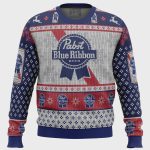 Pabst Blue Ribbon Ugly Christmas Sweater: Festive Apparel for Beer Lovers!