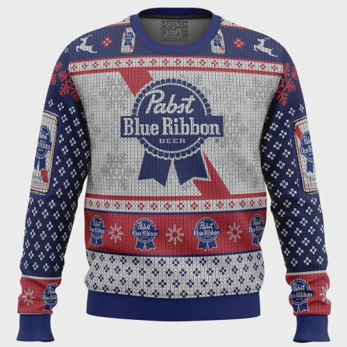 Pabst Blue Ribbon Ugly Christmas Sweater: Festive Apparel for Beer Lovers!