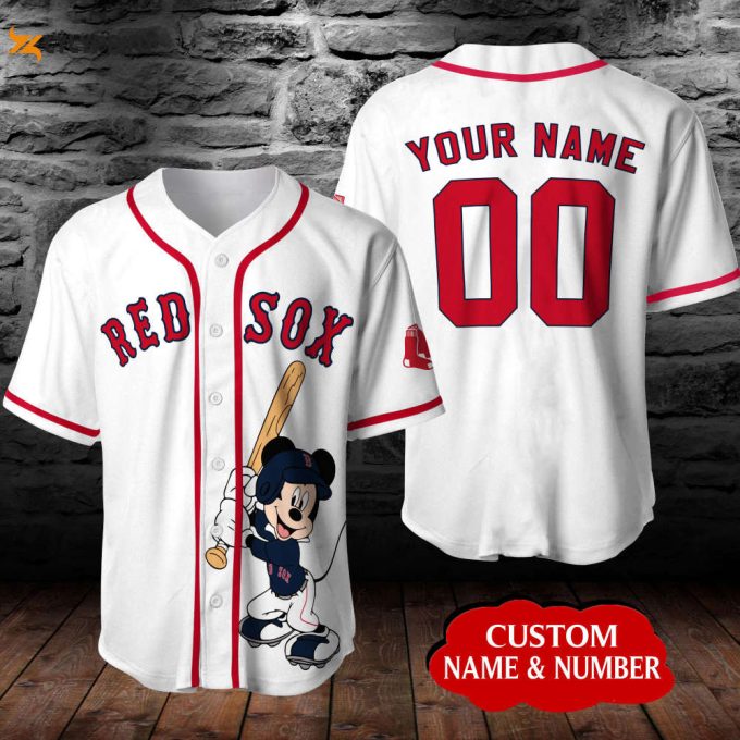 Personalized Boston Red Sox Mickey Mouse Disney All Over Print Unisex Baseball Jersey 1