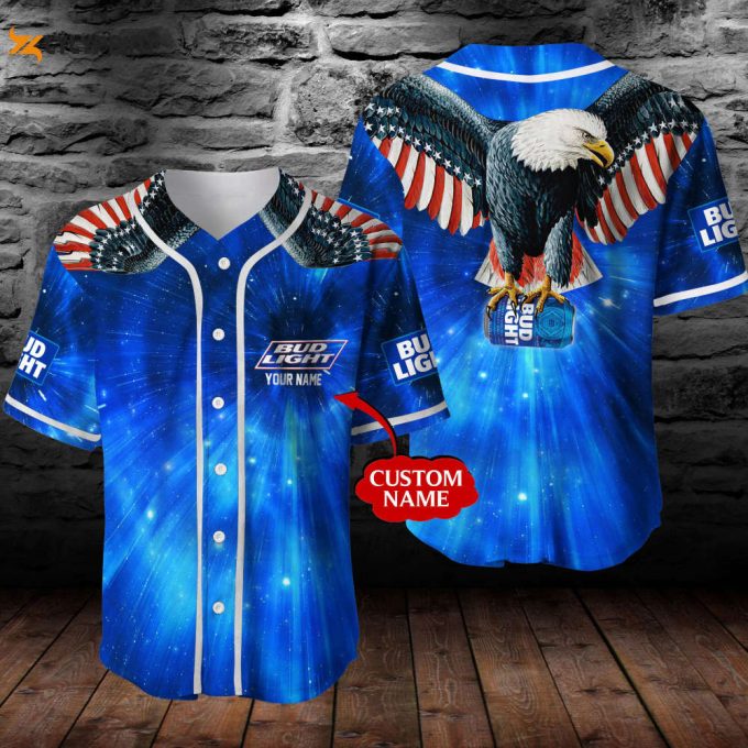 Personalized Bud Light Usa Eagle All Over Print 3D Unisex Baseball Jersey 1