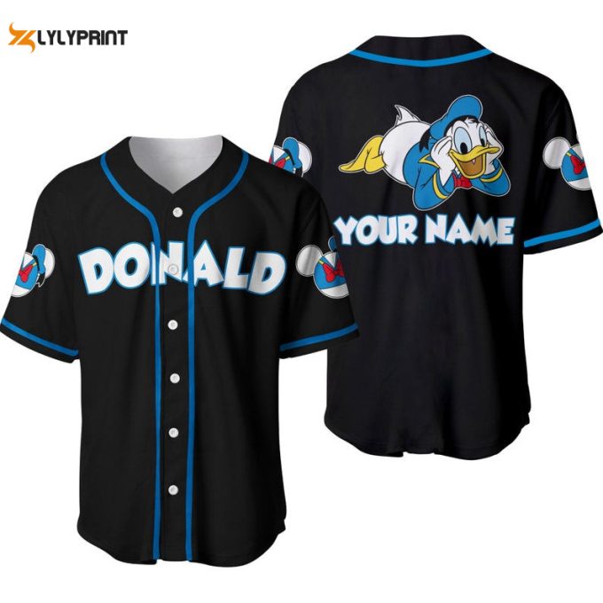 Personalized Chilling Donald Duck Disney All Over Print Baseball Jersey 1