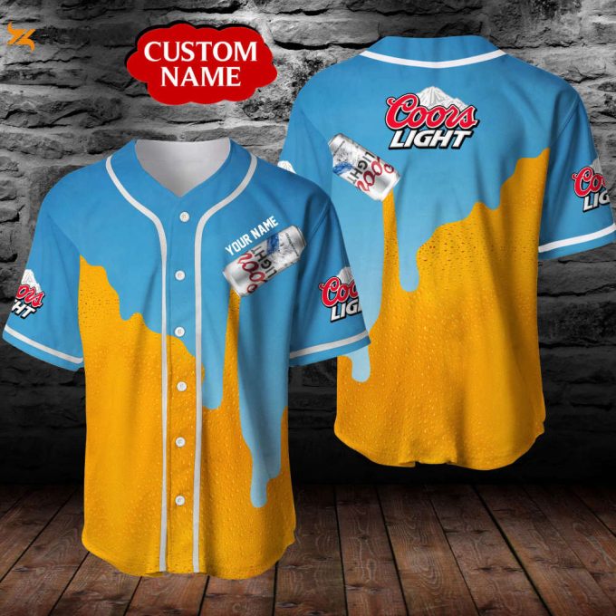 Personalized Coors Light Beer All Over Print 3D Unisex Baseball Jersey Shirt &Amp;Amp; Orange 1