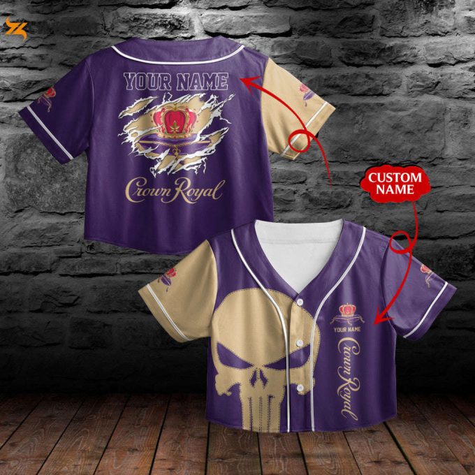 Personalized Crown Royal Canadian Whisky All Over Print Crop-Top Baseball Jersey 1