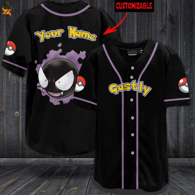 Personalized Gastly Baseball Jersey 1