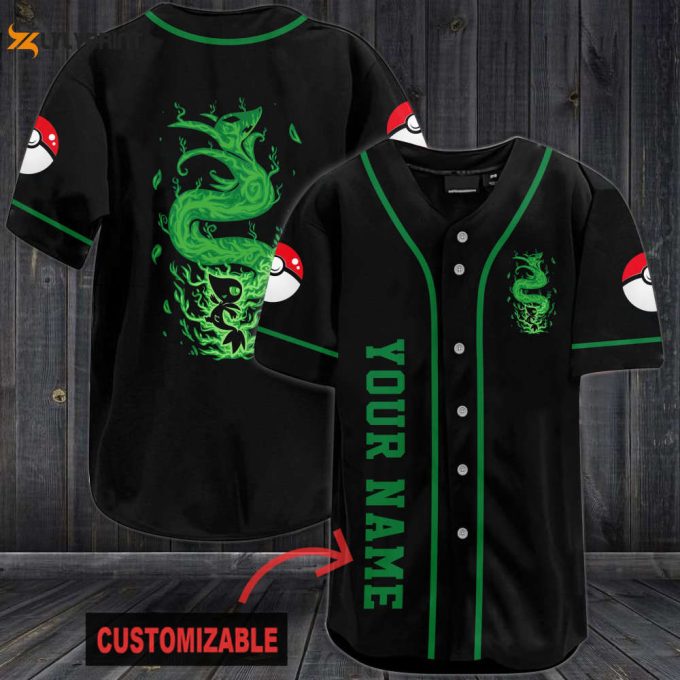 Personalized Green Pokemon Baseball Jersey 1