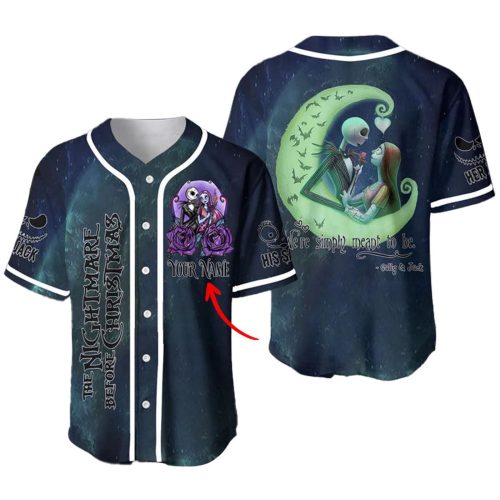 Personalized Jack & Sally We’re Simply Meant To Be Baseball Jersey – Gift for Men Women – Gift for Men Women