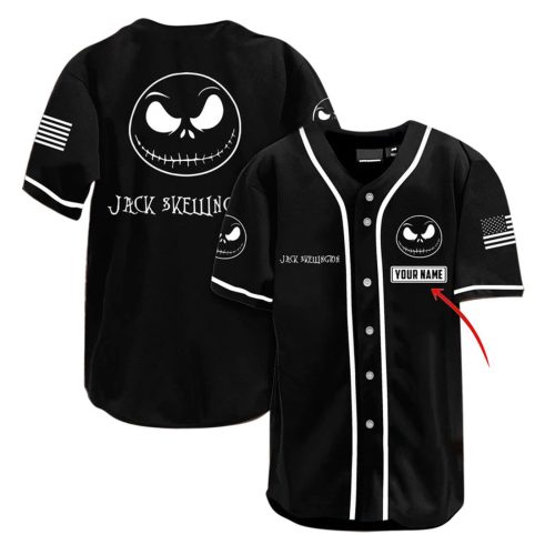 Personalized Jack Skellington American Flag 4th Of July Baseball Jersey – Gift for Men Women – Gift for Men Women