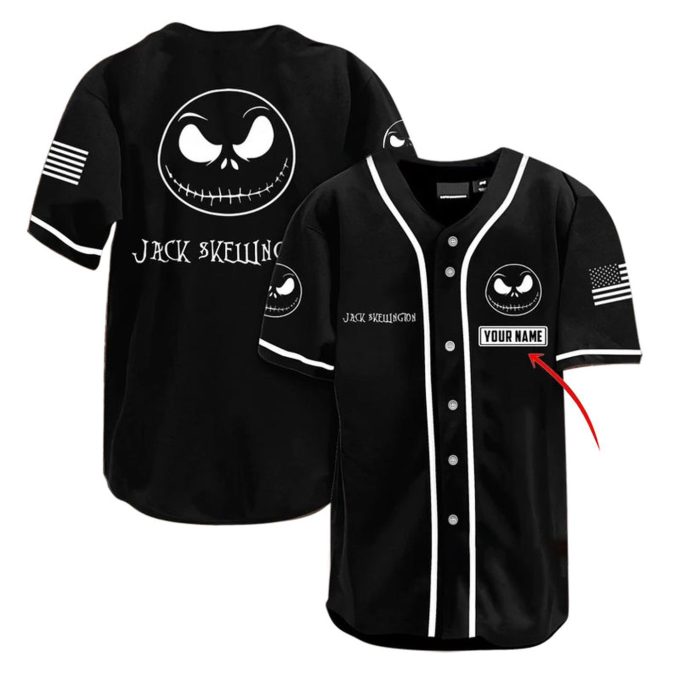 Personalized Jack Skellington American Flag 4Th Of July Baseball Jersey – Gift For Men Women – Gift For Men Women