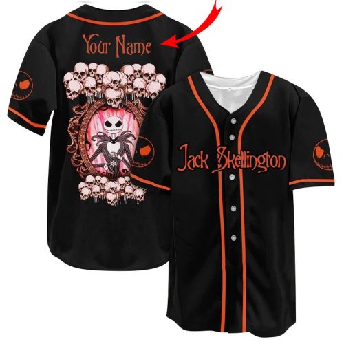 Personalized Jack Skellington Skull Baseball Jersey – Gift for Men Women – Gift for Men Women